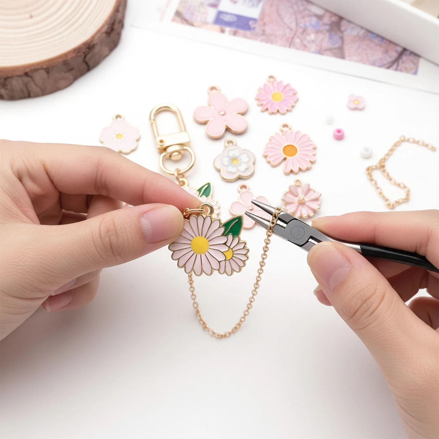 20 Stück rosa Emaille-Anhänger aus Legierung, verschiedene Stile, Anhänger für DIY-Armbänder, Halsketten, Ohrringe, Schmuckherstellung, Zubehör – Detail 1