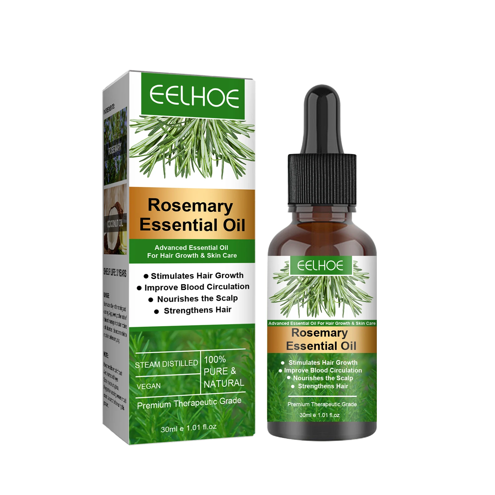 

EELHOE Rosemary Hair Essential Oil Gentle Scalp Care Soft Shine Natural Fluffy Hair Essential Oil