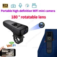 HD WiFi Mini Camera  2K IR Night Vision Police Video Recorder 180° Rotatable Lens Portable Back Clip Outdoor Sport IP Camcorders