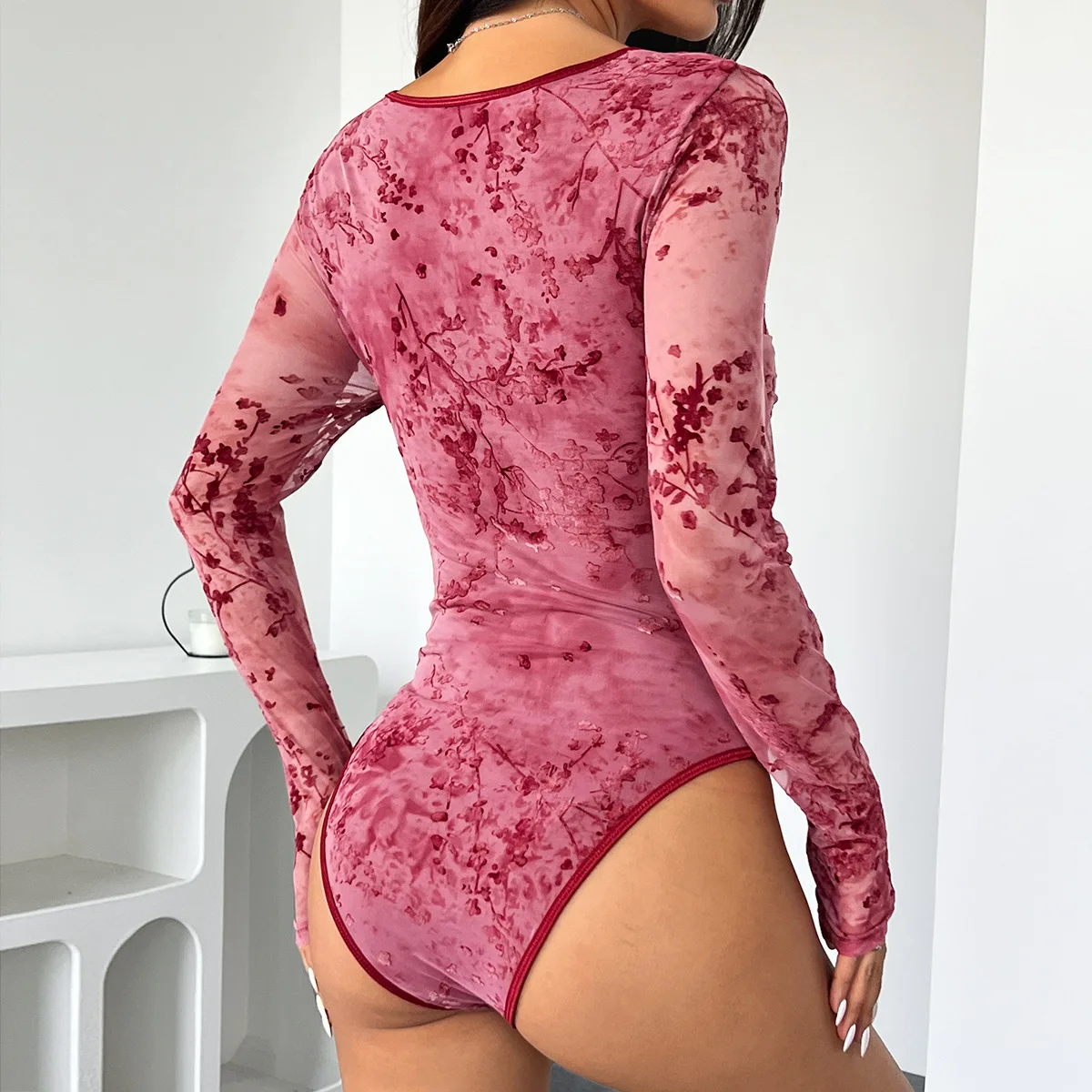 2025 nieuwe Europese en Amerikaanse herfst Kerst straat visgraat kleur vrouwen lange mouwen sexy spice onesie 60943