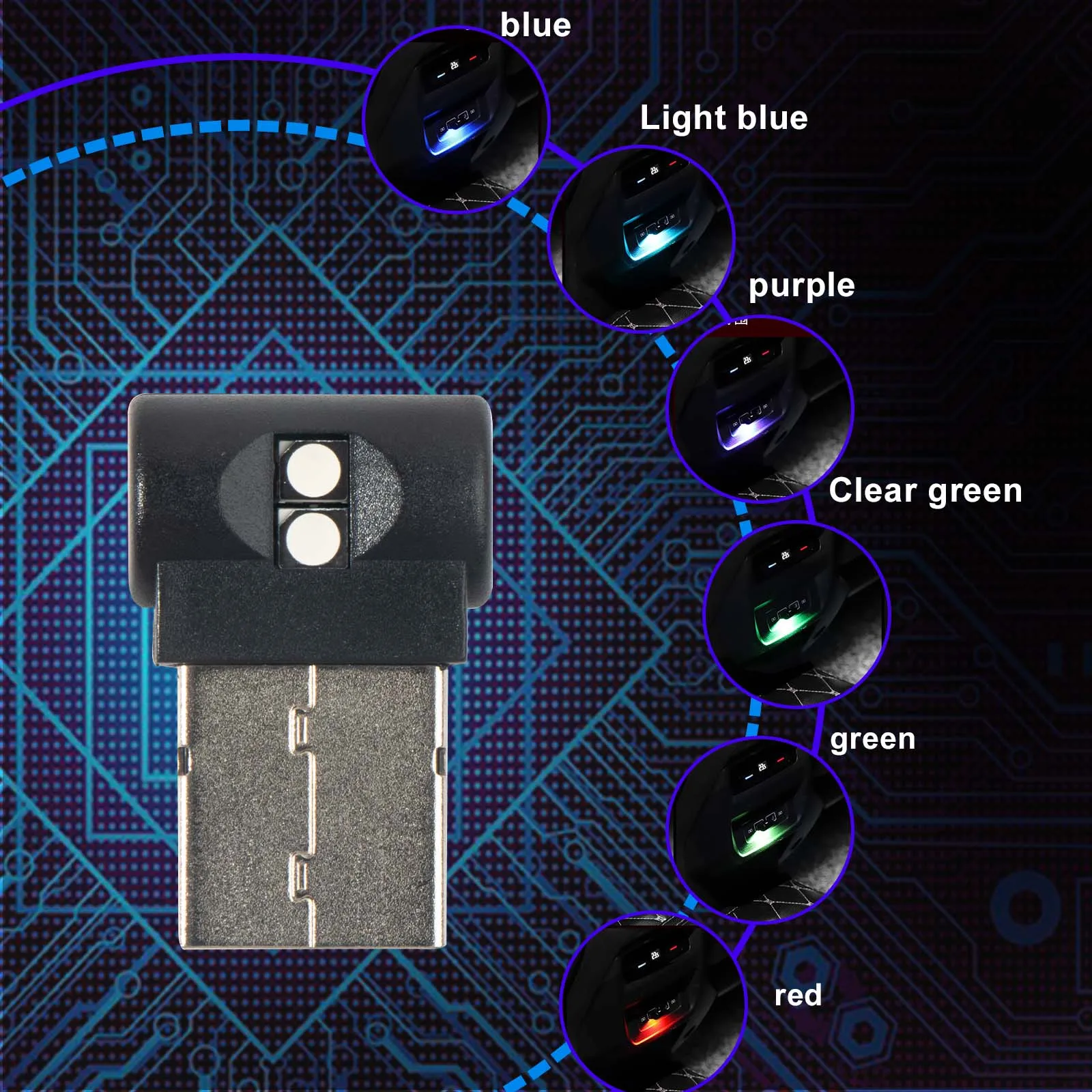 2pcs USB LED Car Interior Lights Mini Atmosphere Night Lamp For Auto Ambient Bedroom Hallway Decor