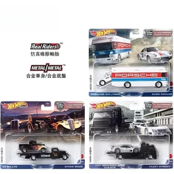 Hot Wheels Premium Car Culture Team Transport 1:64 juguetes para niños, fundición a presión, Mercedes Benz, Fleet Street, Porsche Euro Hauler, regalo para niños