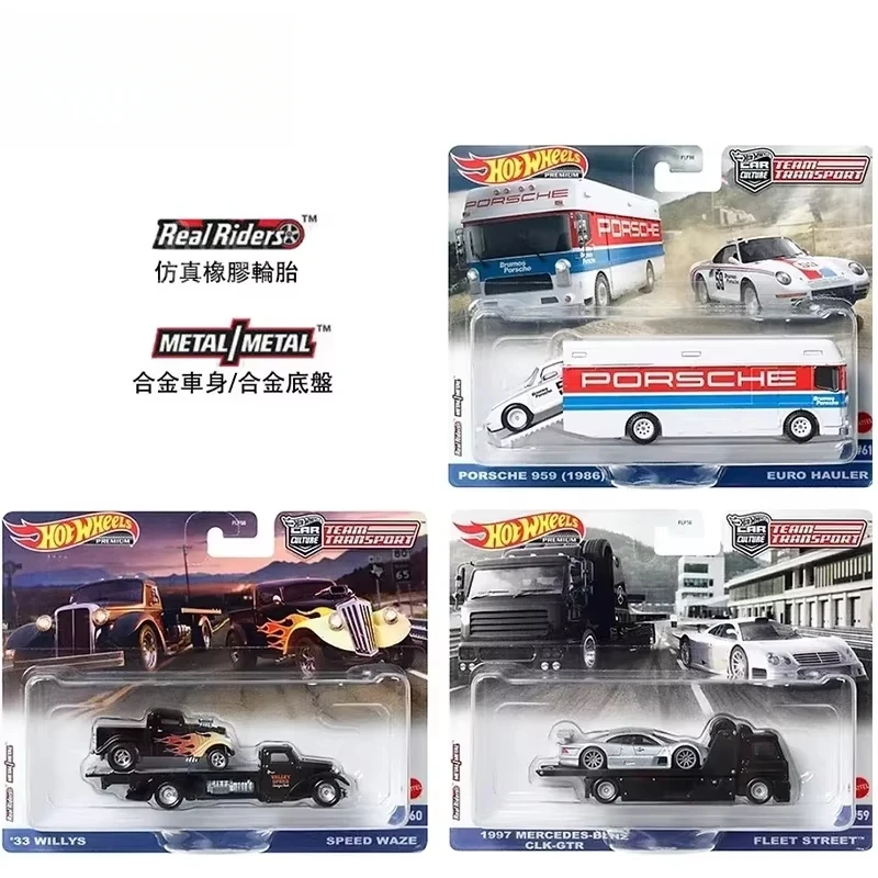 Genuine Hot Wheels Premium Car Culture Team Transport 1:64 Boys Toys Diecast Mercedes Benz Fleet Street Porsche Euro Hauler Gift