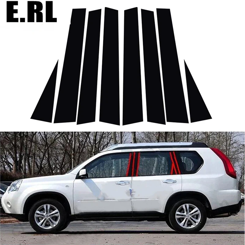 

8PCS Window Decal Pillar Posts Sticker Cover Door Trim Car Accessories Glossy Black Fit For Nissan X-trail Rogue 2008-2013 2009