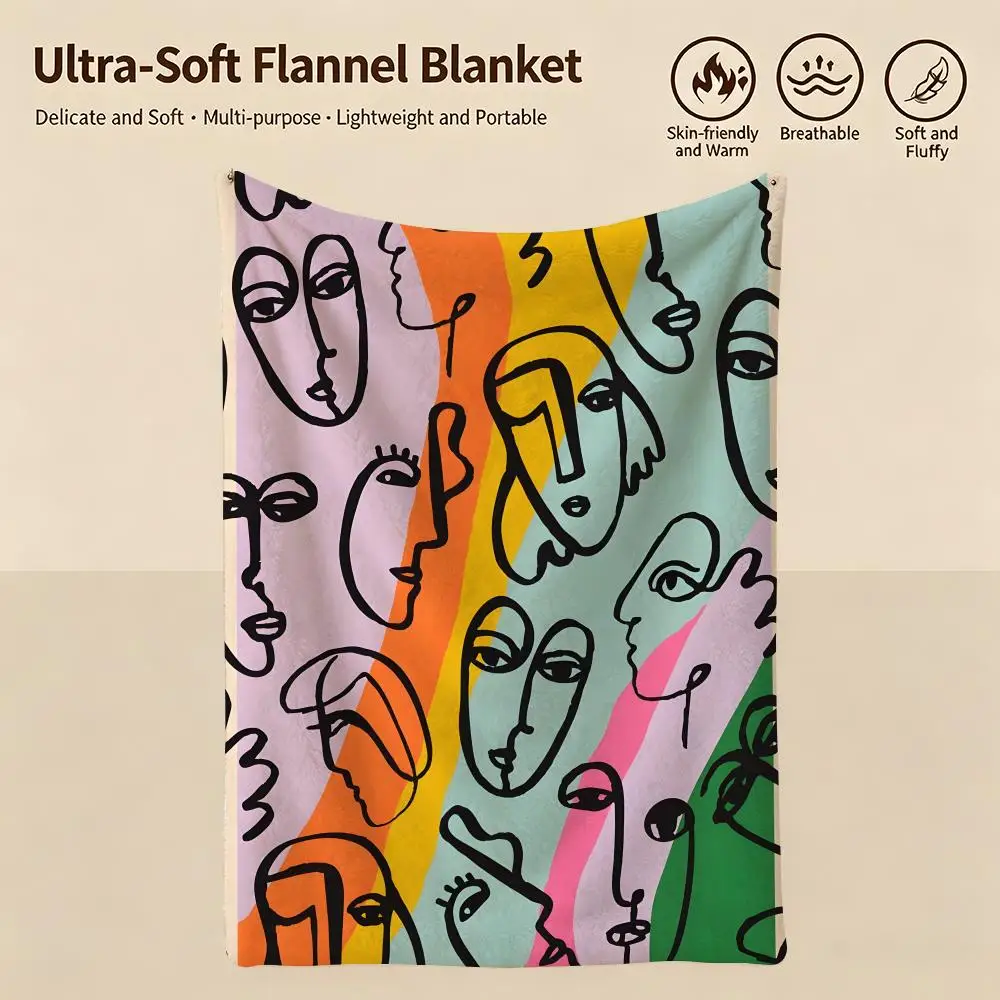 artist P-Pablo Picasso-O Throw Warm Soft Flannel Blanket, Multi-use for Sofa Bed Camping Travel Nap