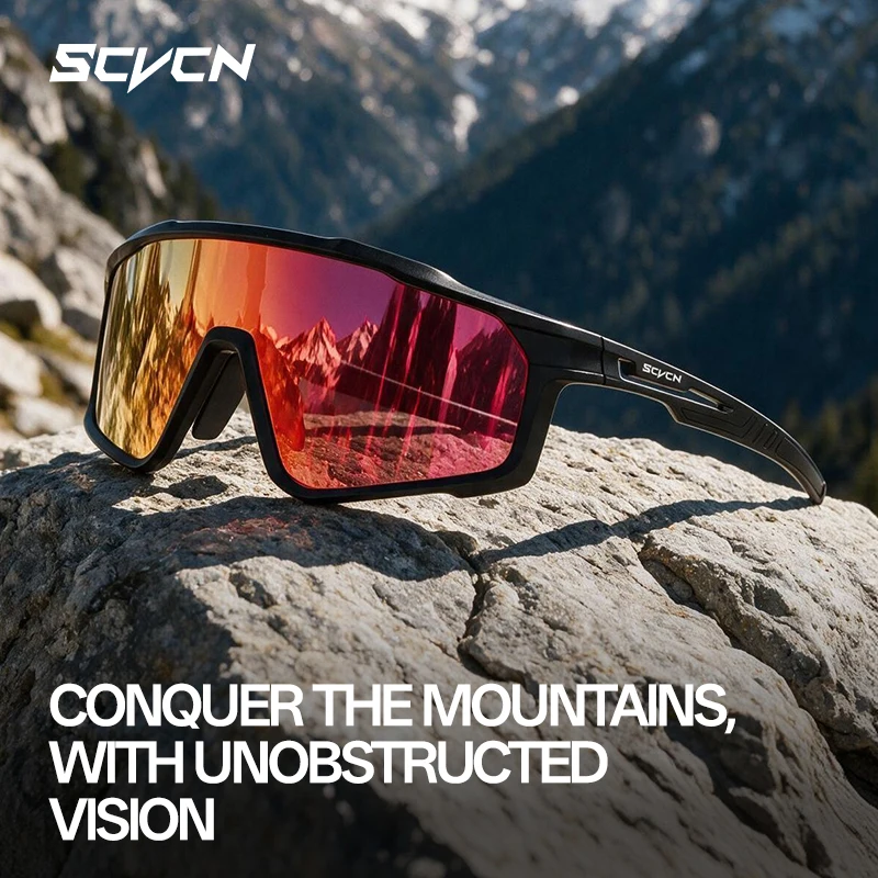Image of SCVCN UV400 Photochrome Bergsteiger-Sonnenbrille HD Ultraleichte Outdoor-Sportbrille für Männer und Frauen, Lauf-, MTB-, Winddichte Brille, Wander-, Fahrrad- und Pickleball-Sonnenbrille