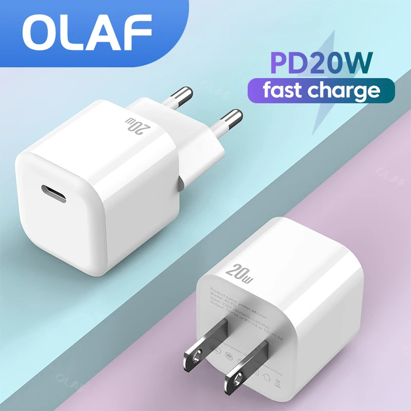 OLAF 20W USB Type C Charger Fast Charging USB-A Type-C Charging for iPhone 14 Plus 13 12 Pro Max USB C PD Mobile Phone Chargers