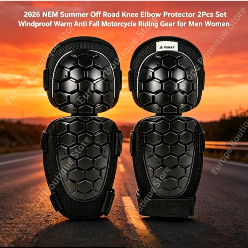 

2026 NEW 2Pcs Summer Breathable Off Road Knee Elbow Protector Set Anti Fall Motorcycle Riding Gear for Men Women