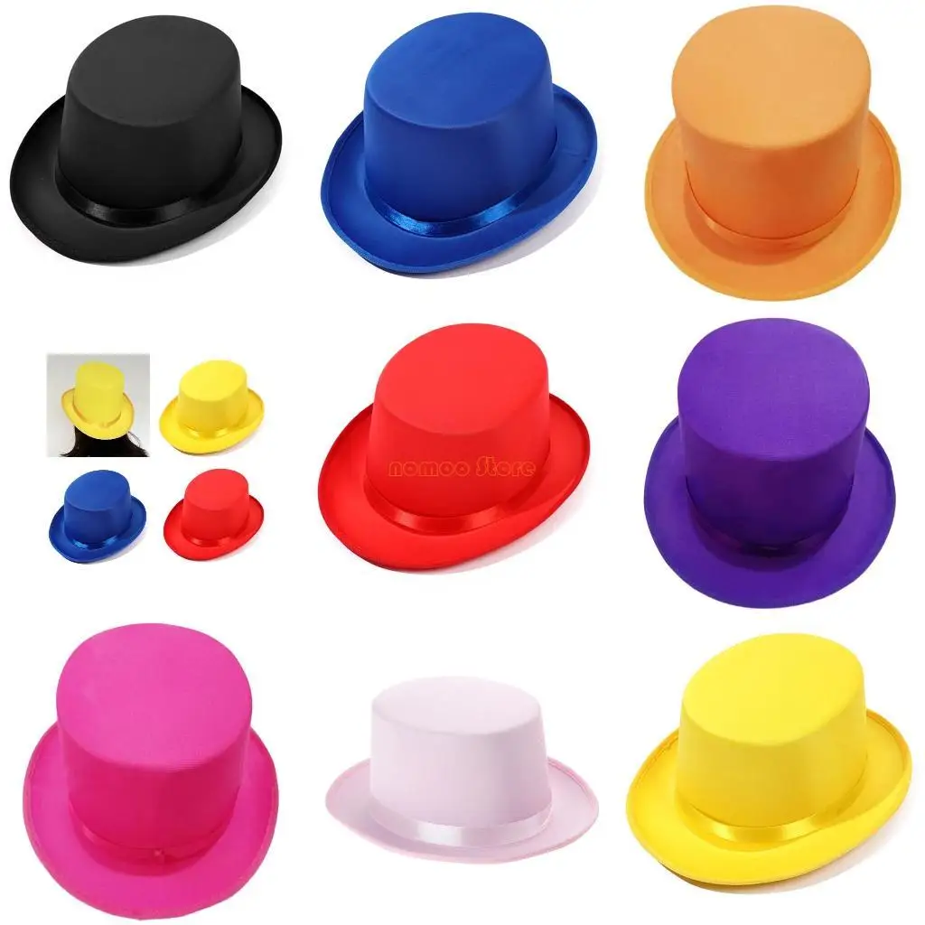 

31BF Magicians Gentleman Hat Outdoor Flat Top Fedoras Hat for Teens Carnivals Party
