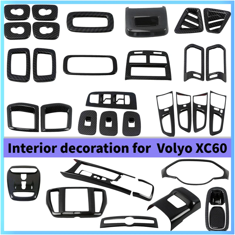 Whole Interior Accessoires ABS Carbon Fiber Decoration Cover Trim For Volvo XC60 XC-60 2018 2019 2020 2021 Car Styling