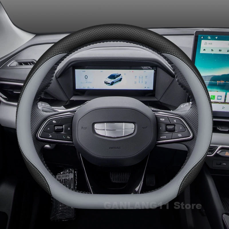

Leather Car Steering Wheel Cover For Geely Coolray 2023 2024 2025 Auto Steering Wheel Cover Geely Coolray Accessories 2025