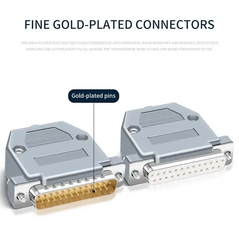 DB25 Soldering Connector Plug Two-row DB 25 Pin Gold-plating Male Female Plug Industrial Grade Welding 25-pin Connector Adapter