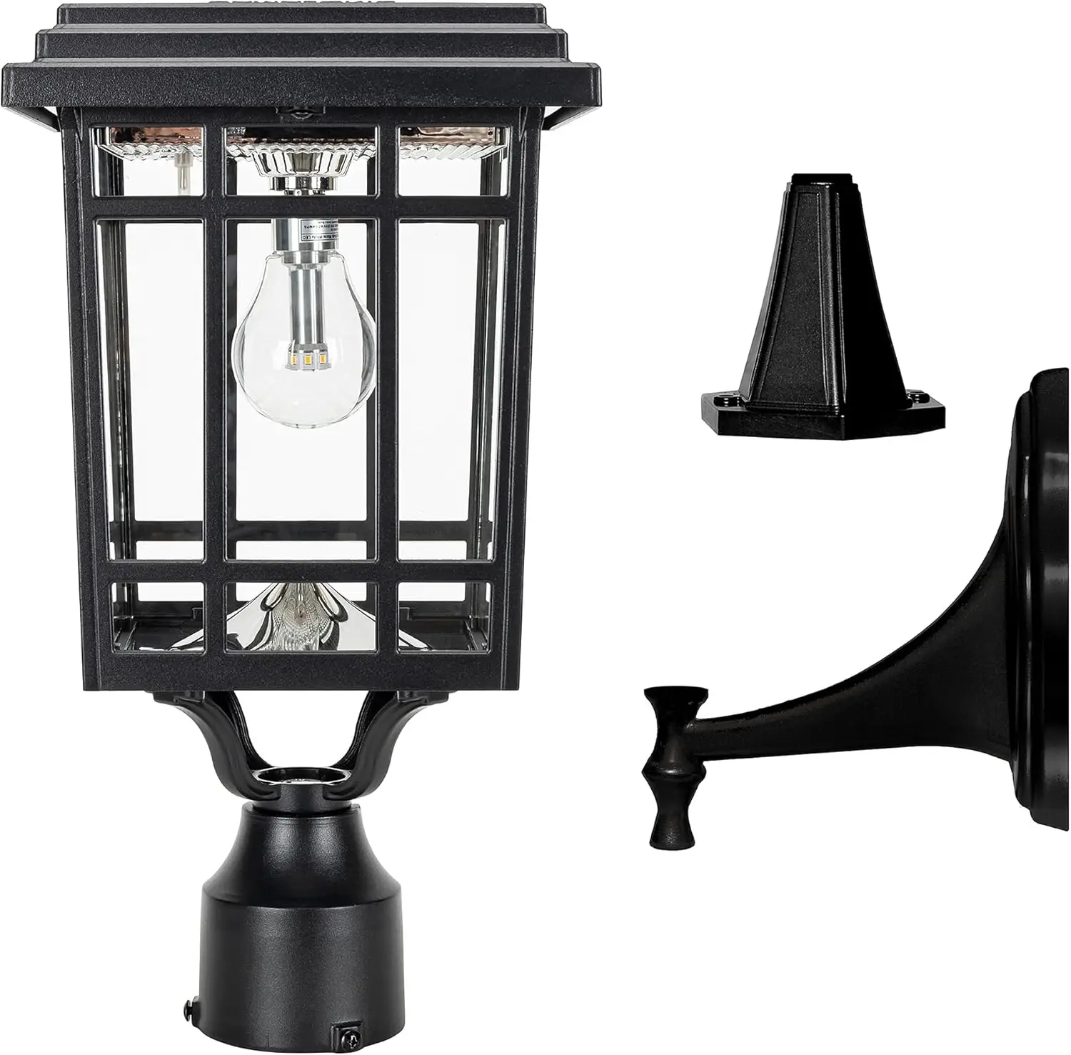 

Outdoor Solar Lamp 15.75' Black, Aluminum Glass, Solar Powered, Wall/Pole Mount, 115B50033