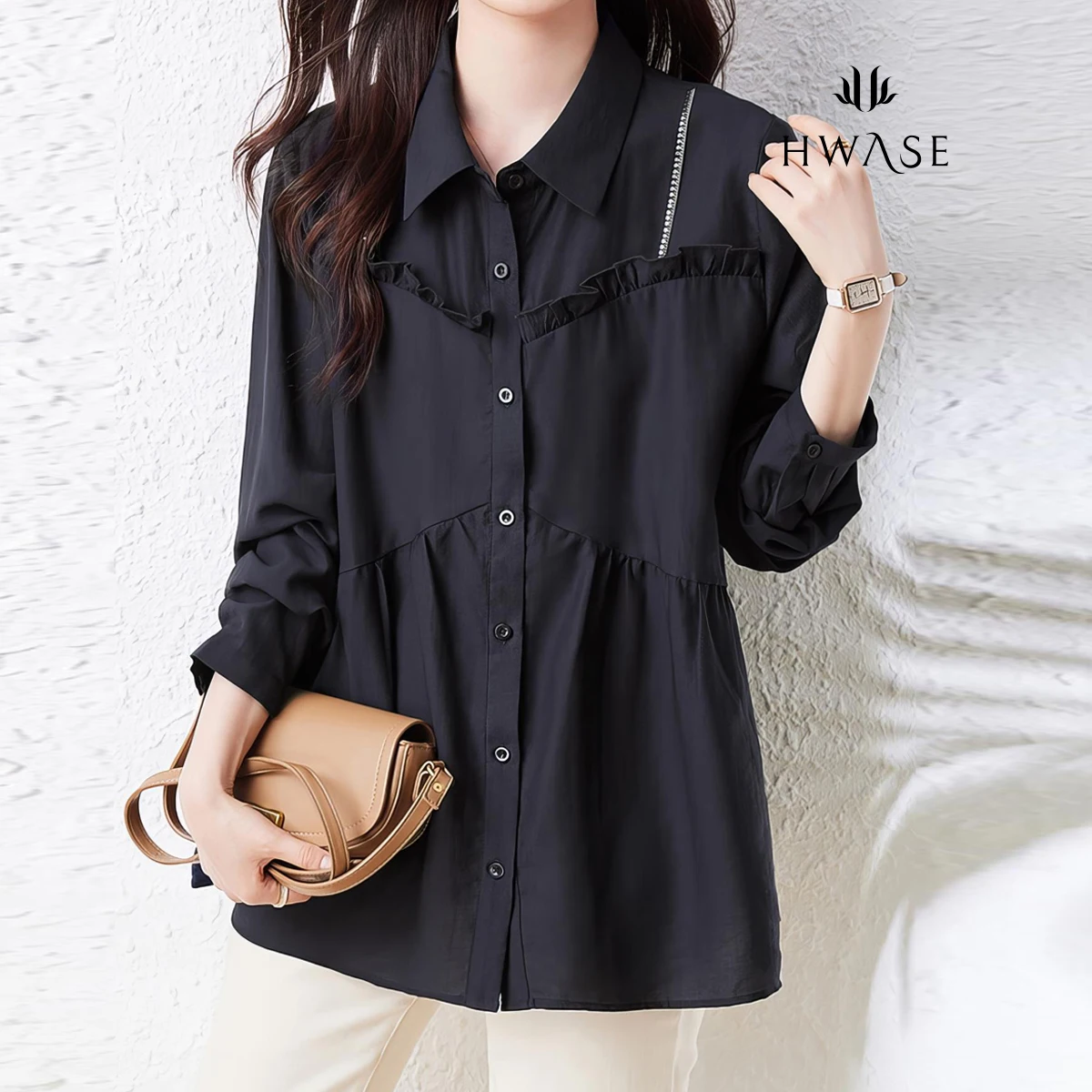 Ike (up to 77) unique incision frill blouse _ HB4SBL017C