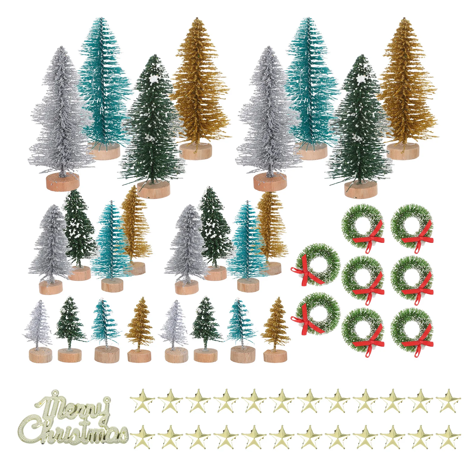 Набор миниатюрных рождественских деревьев и венков для декора