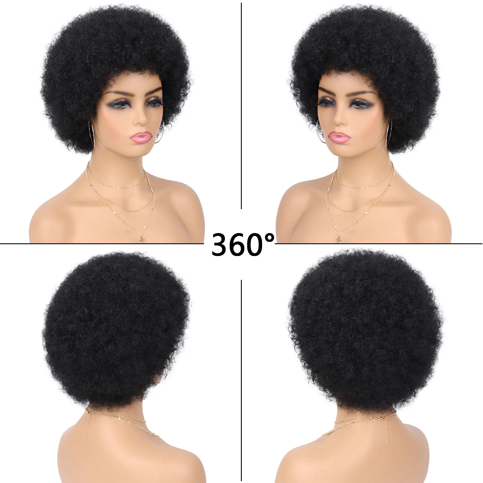 Tereshar Synthetic 70s Afro Wigs for Black Women, Afro Puff Wigs Bouncy and Soft Full Wigs for Daily Party Cosplay Costume