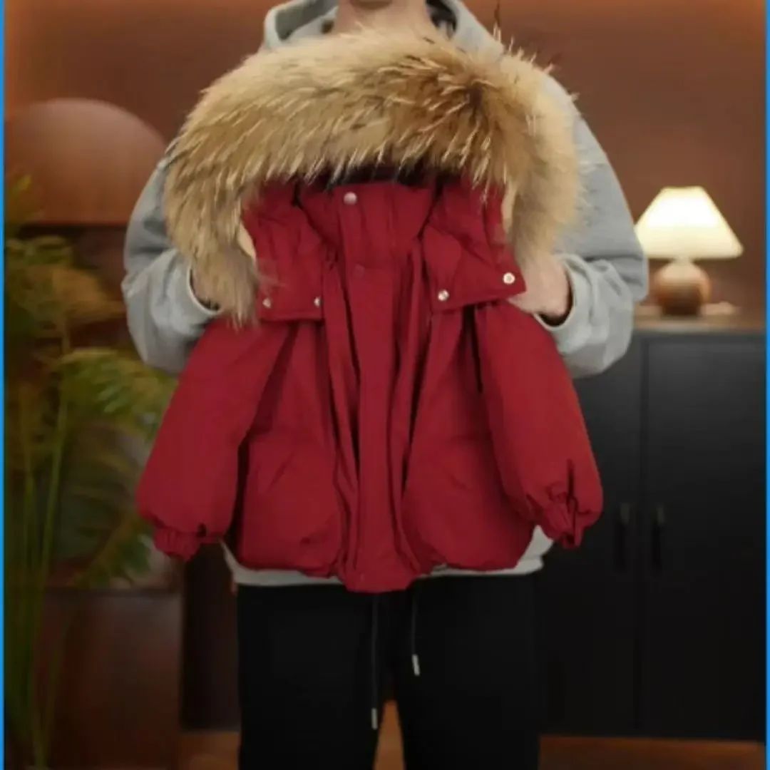 ZOETOPKID Winter Neue Jungen- und Mädchen-Jacke mit Abnehmbarem Baumwollfutter Verdickte Wattierte Jacke Großer Pelzkragen Kinder-Winteranzug – Detail 7