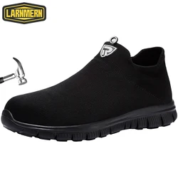 LARNMERN-Chaussures de Sécurité pour Homme et Femme, Légères et Respirantes, en Acier, sans Lacets, pour l'Été