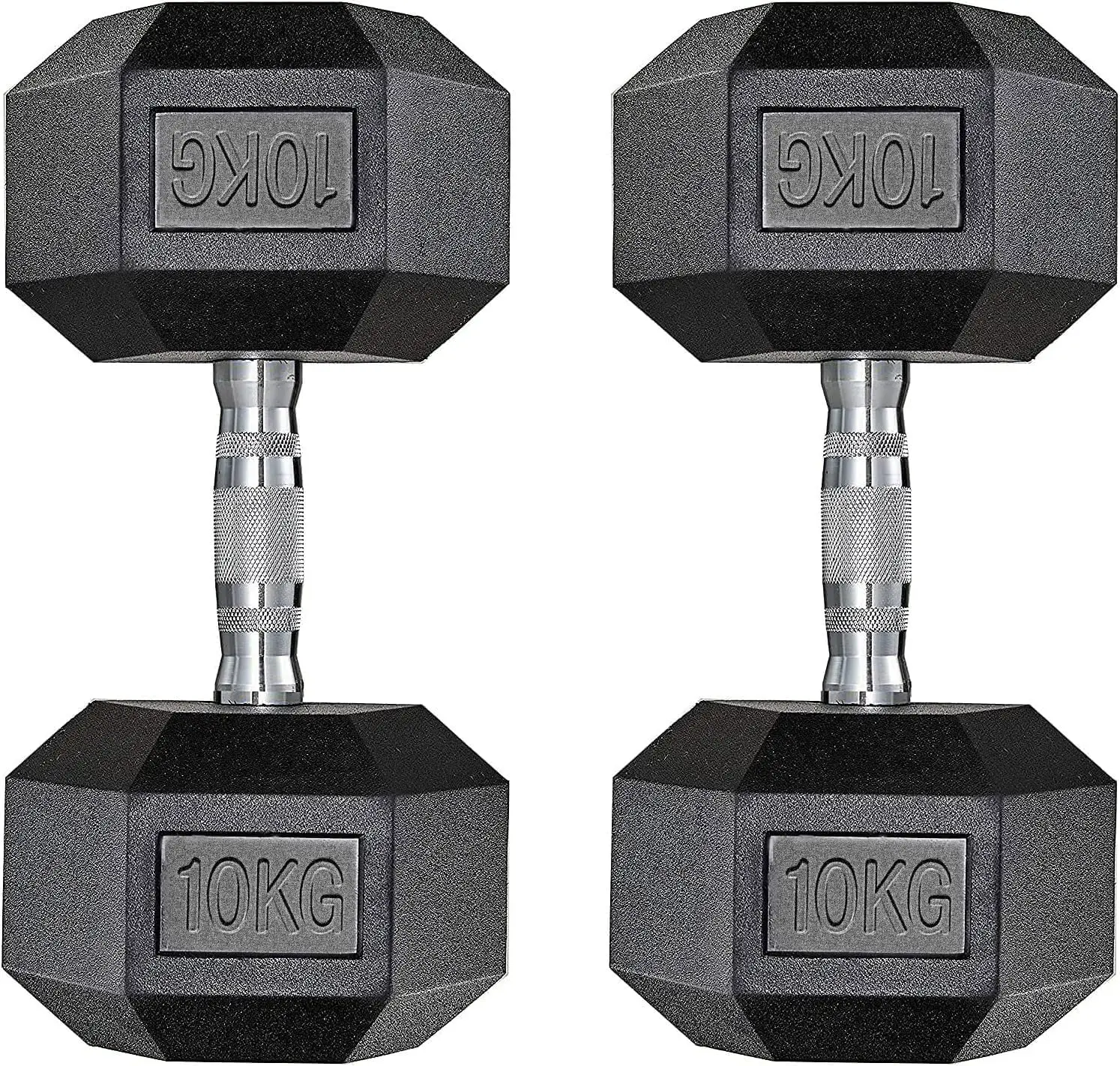 Sechseckige Hanteln Premium 2er-Set (Paar) |   10-25 kg |   Rutschfeste Beschichtung |   Ergonomische verchromte Griffe |   Hantelset