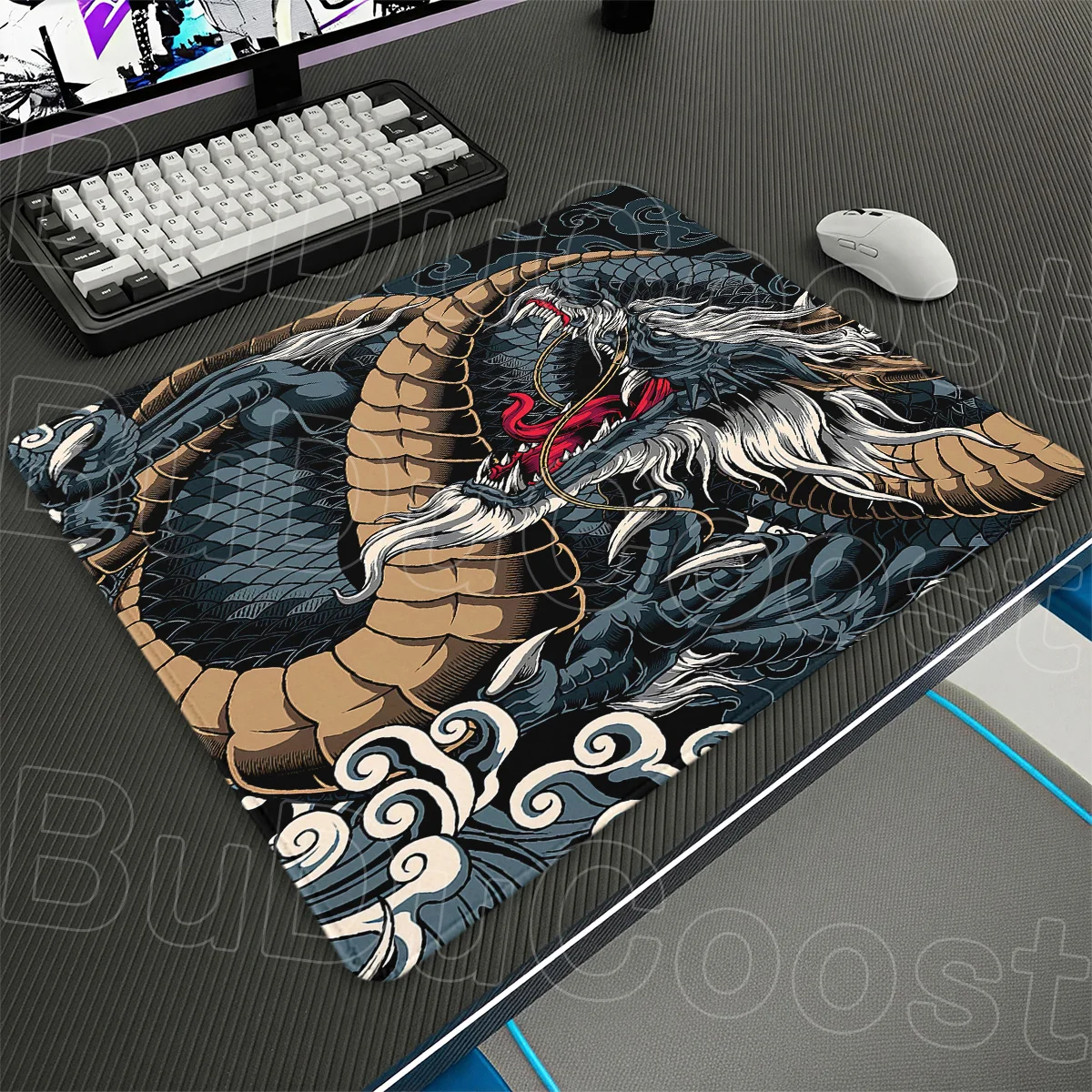 Anime Keyboard Gamer Lock Edge Mouse Pad for E-sport Japanese Dragon Small Notebook Speed Office Desk Mat HD Print Rubber Carpet