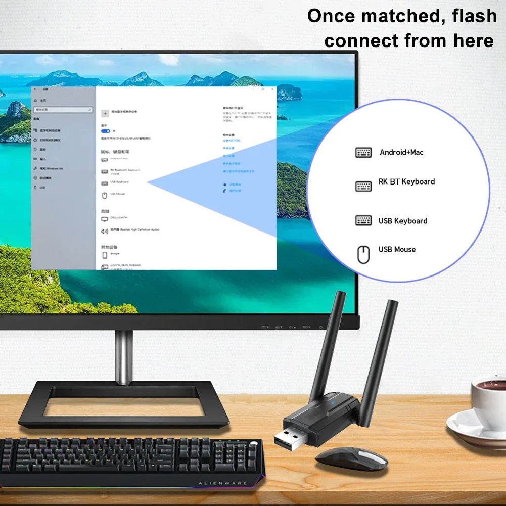 Adaptador Bluetooth 5.0, 150m, receptor de áudio, transmissor, driver livre, dongle usb, para pc, windows 11 e 10, mouse e teclado