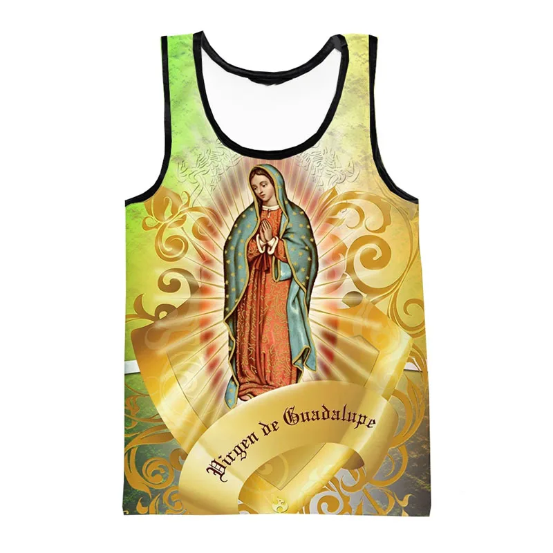Virgin Mary Christian Graphic Tank Tops 3D Printing Mother Of God Cross Faith Casual Vest Cool And Fun Leisure Streetwear Tops