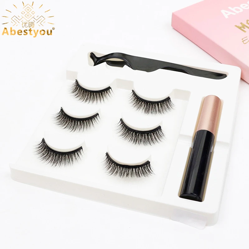 Abestyou 12mm short 3pairs Magnetic Lashes Eyeliner Suit Magnetische Wimpers Magneet rzesy magnetyczne z eyelinerem ciglia finte