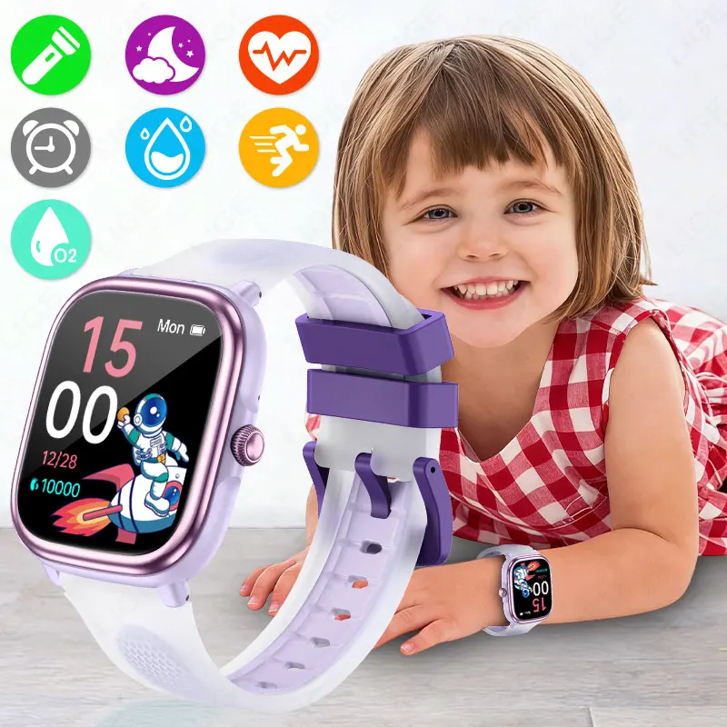 

Kids Smart Watch Fitness Tracker Watch Kid Heart Rate Blood Oxygen Sleep Monitor Pedometer Puzzle Game Music Smartwatch Children