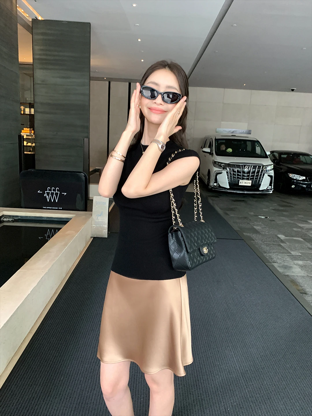 

Maven Lin Satin Acetate A-Line Fish Tail Short Skirt Women's Commute Elegant Glossy High-End Feeling Half-length Skirts