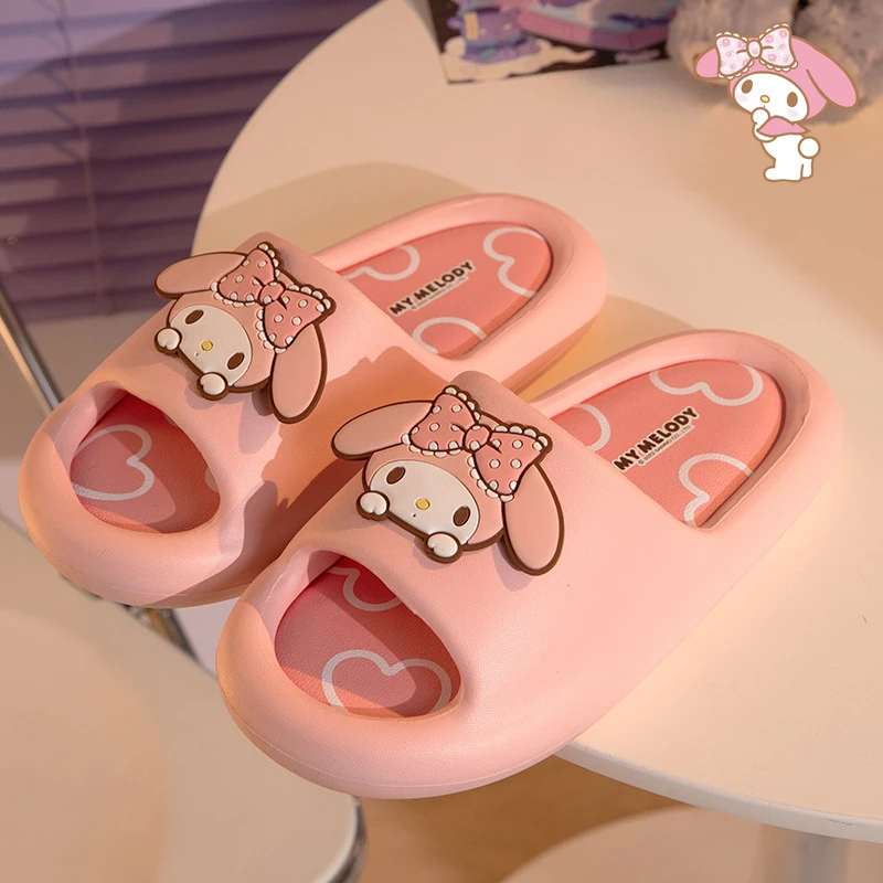 Anime Sanrio Cinnamoroll Kuromi Melody Slippers Home Shoes for Girls Cute Cartoon Sandals Non-slip Slipper for Living Bathroom