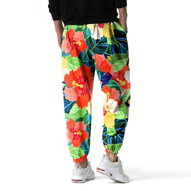 

Спортивные штаны с цветочным принтом, винтажные мужские брюки для бега с 3D принтом, брюки в стиле хип-хоп, брюки, мужская одежда, спортивная уличная одежда для бега в стиле Харадзюку