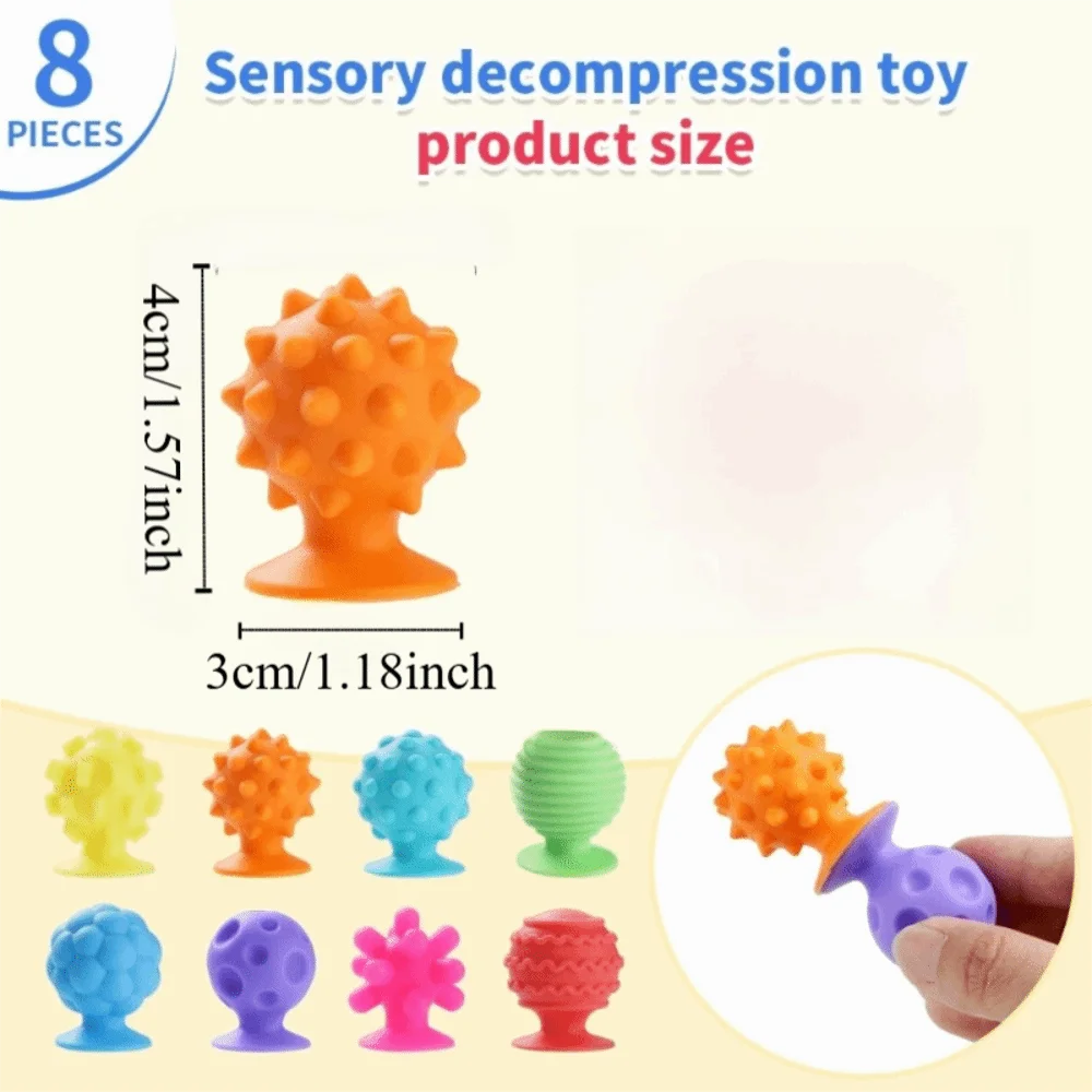 Textured Soft Worry Stone Fidget Toy Silicone Relaxing Children Sensory Stone Creative No Noise Silicone Suction Cup Toy
