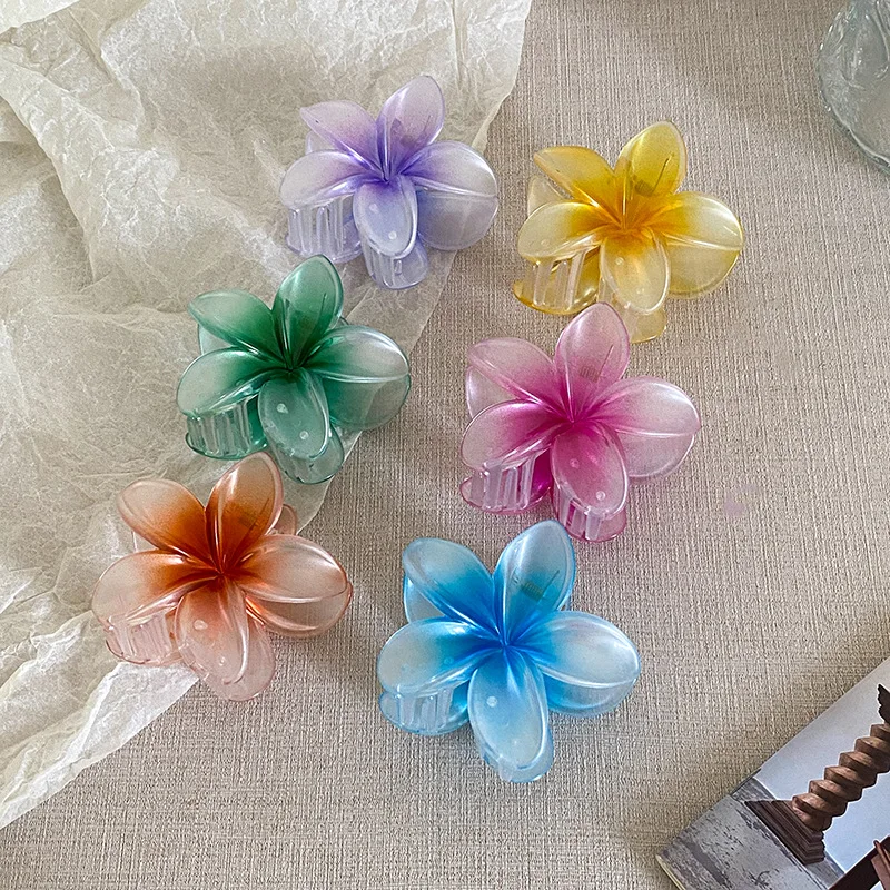 AISHG New coreano Fashion Gradient Color Flower Hair Clip Women Small Fresh Versatile Shark Clip accessori per le vacanze al mare