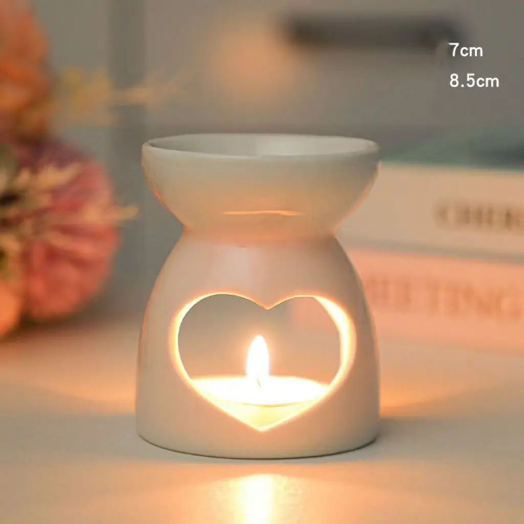 Quemador de aceite de cerámica para velas de té, quemador de cera aromática hueco, portavelas para decoración del hogar, spa, yoga, regalo