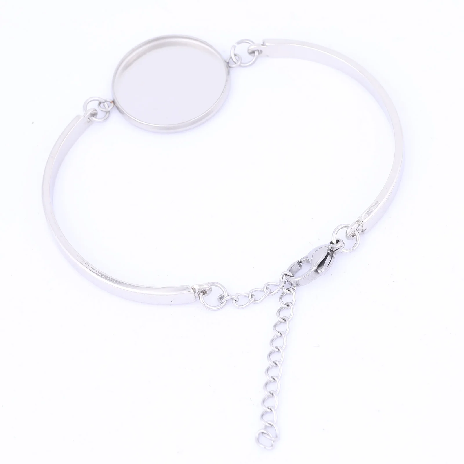 ステンレス鋼の丸いカボションブレスレット,10個,20mm,基本トレイ,diyブレスレット作成アクセサリー