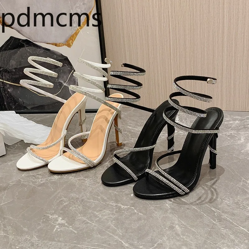 New Women's Sandals Summer Snake-Headed Crystal High Heels Luxury High Heel Sandals for Women Fashion Shoes Sandalias De Mujer