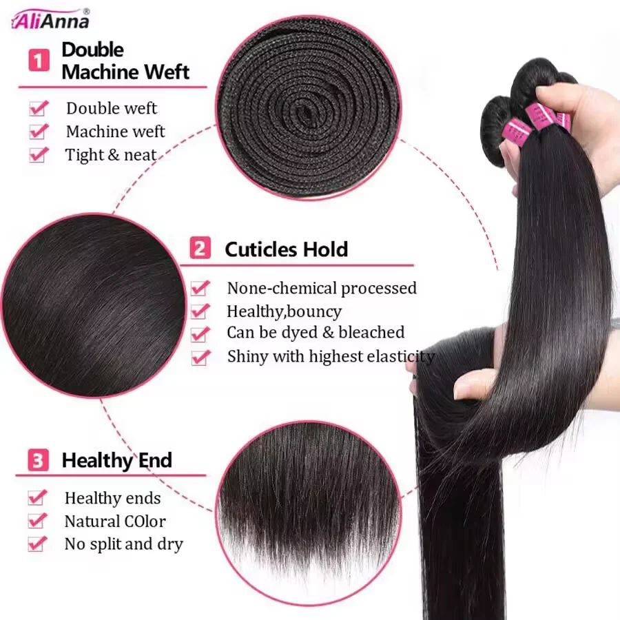 36 38 40 Polegada pacotes de cabelo humano em linha reta pacotes remy cabelo brasileiro 30 Polegada pacotes osso cabelo reto qualidade superior tudo por 1 real e frete gratis da china cabelo humano original