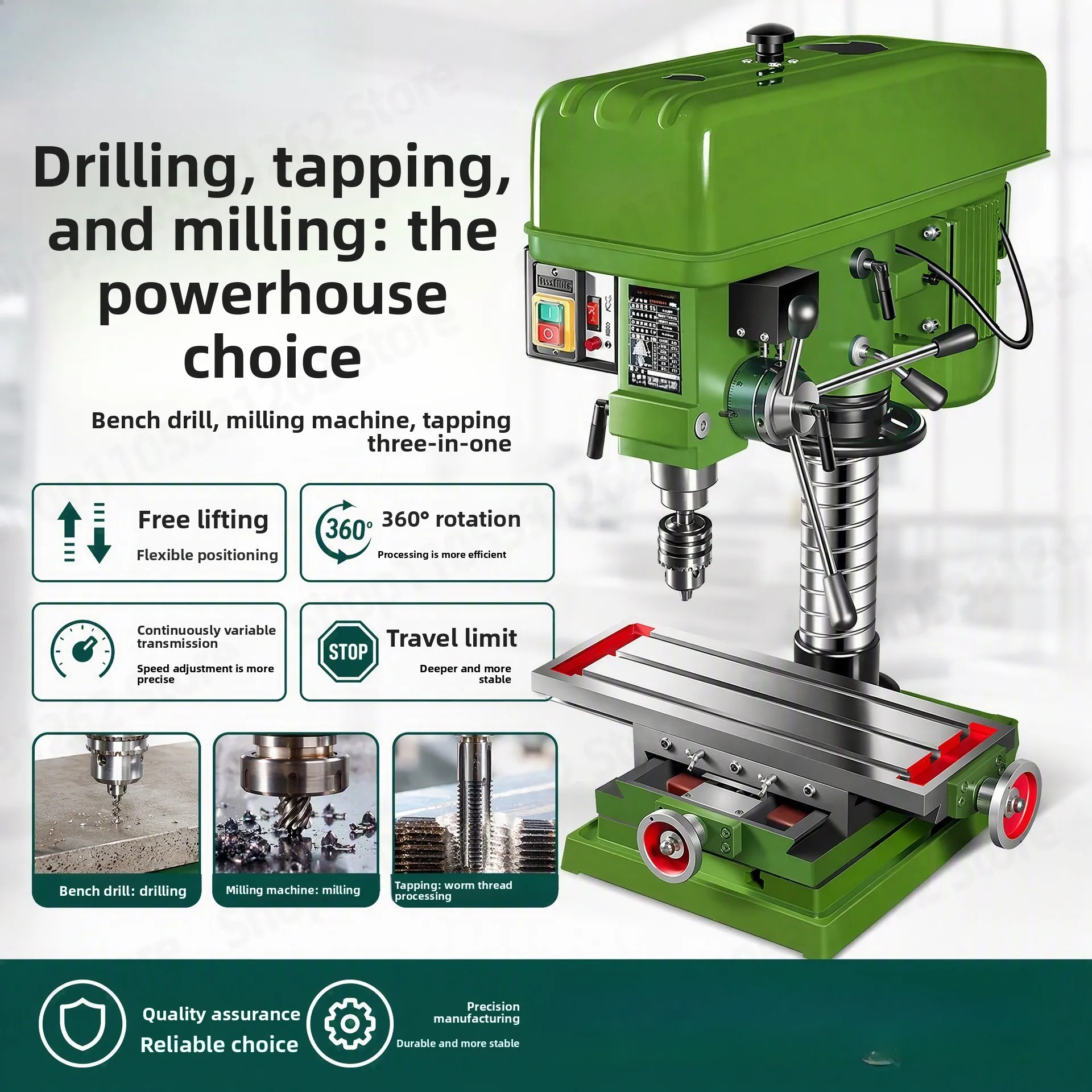 Industrial Heavy Duty Bench Drill Press, 220V 380V Multi-function Drilling and Tapping Machine Desktop