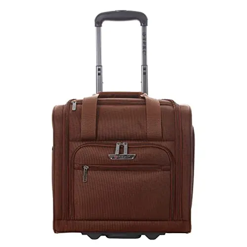 

TPRC 15-Inch Smart Under Seat Carry-On Luggage with USB Charging Port, Brown, Underseater (PR-85315-280)