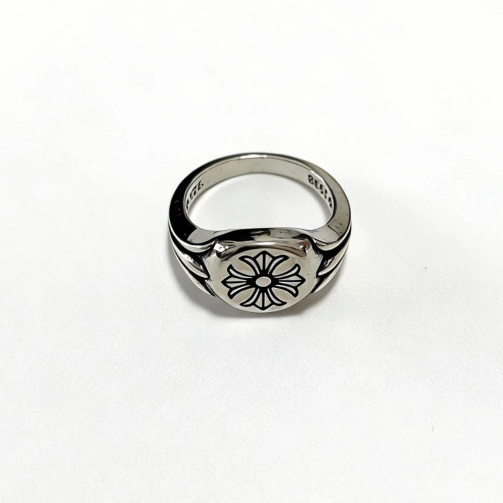 

CH classic cross ring s925 sterling silver male and female couples ring stacked with light luxury style gifts for girls