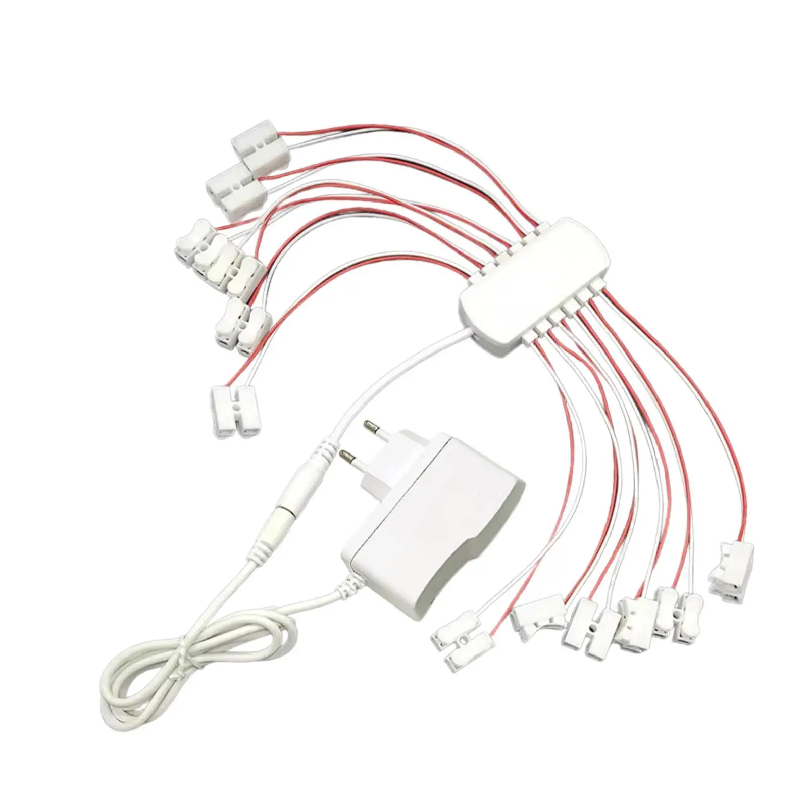 12V 2A 6 Ports Model Train Lighting Wiring Kit for Miniature LED Lights DIY Railroad Scene Decor Power Distributor