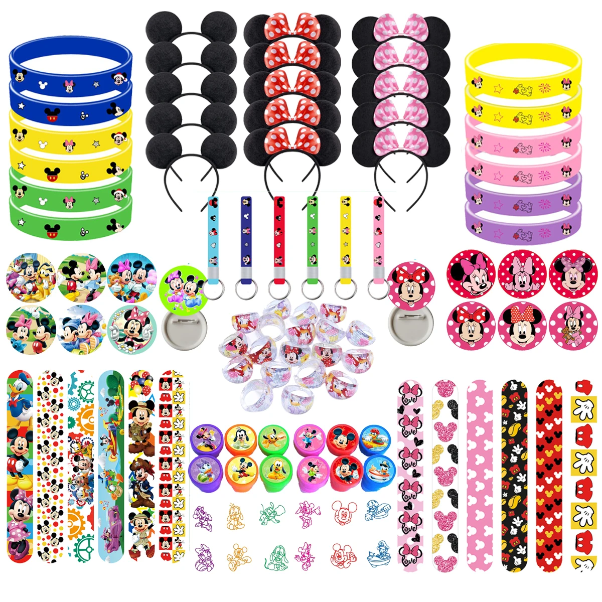 Mickey Minnie Party Favors Party Gift Bag Fillers Slap Bracelets Stickers Stamps Headband Gifts Box Party Decorations Goody Bag