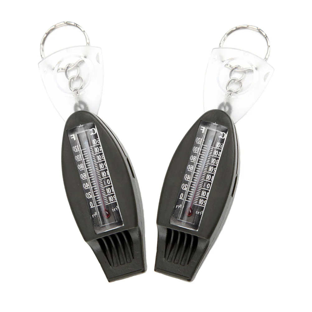 2 قطعة المدمجة خفيفة الوزن صافرة البوصلة ميزان الحرارة عدسة مكبرة أداة خارجية صفارة إنقاذ البوصلة المحمولة #6