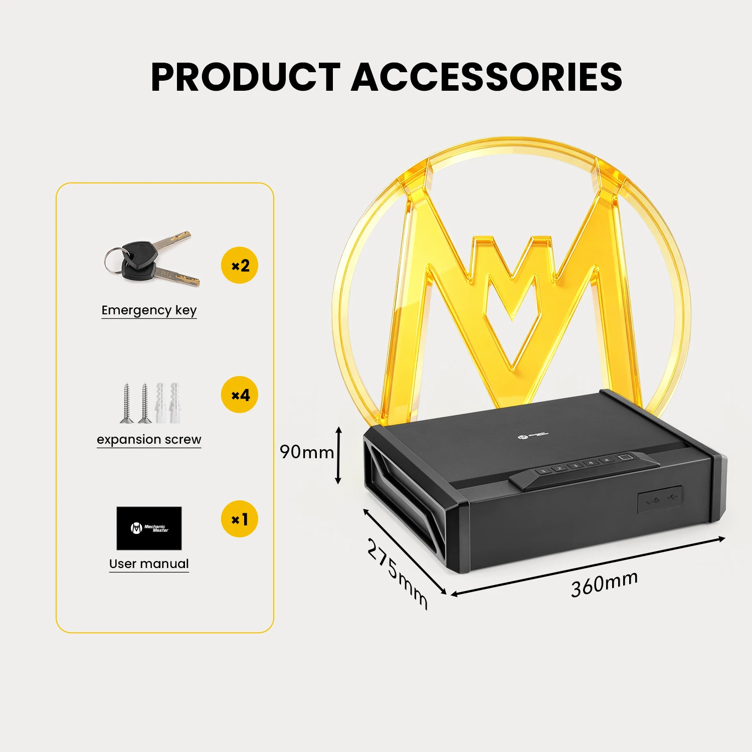 T2 Gun Safe Box Fingerprint Password Key 3 IN 1 Security Protection Portable Anti-theft Pistol Case for Personal Home Use