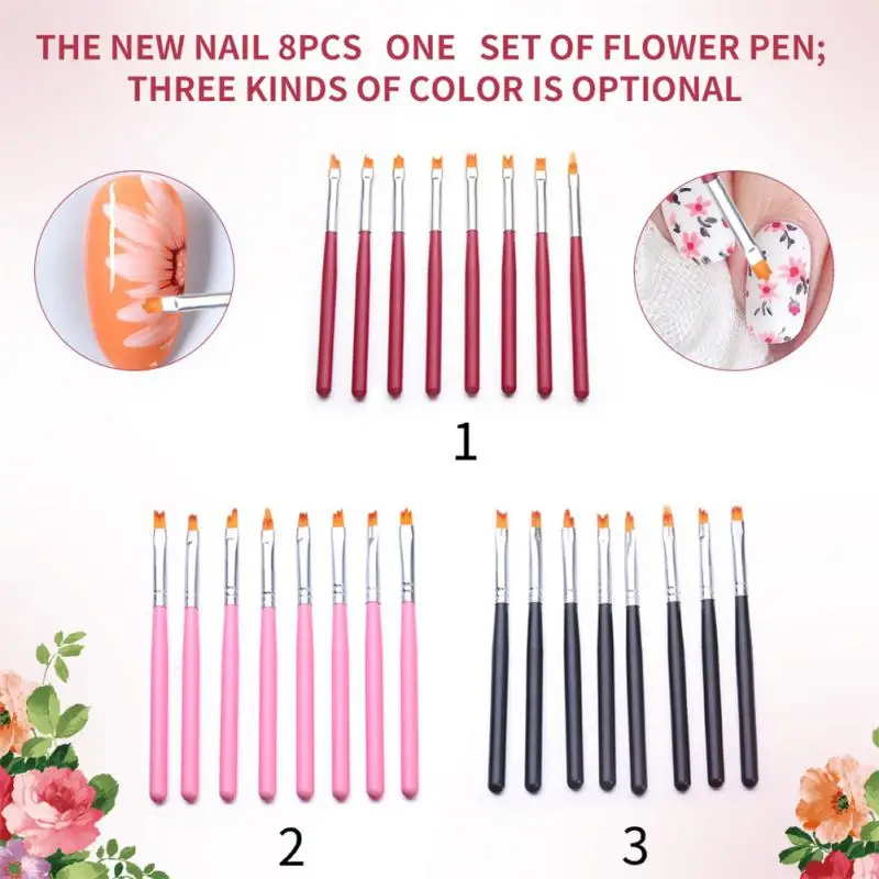 1 ~ 20 SZTUK Pędzel do paznokci Pędzel do żelu do manicure Nail ArtSet Pędzel do paznokci Płyn akrylowy proszek do rzeźbienia Pędzel do żelu Rysunek Liner Nail