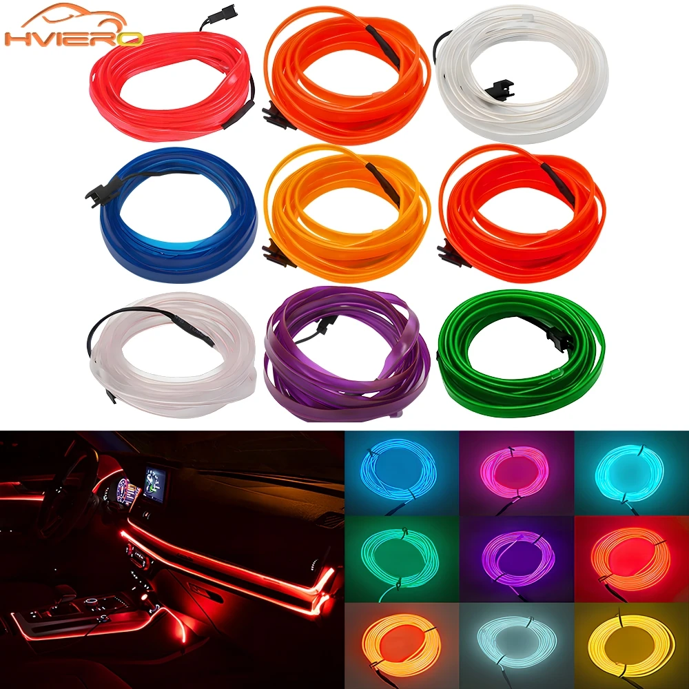 

1/2/3/5M Car Interior Lighting LED Strip 12v Instrument Panel Decoration Wire Rope Tube Line Flexible Neon Welcome Lamps Bar USB