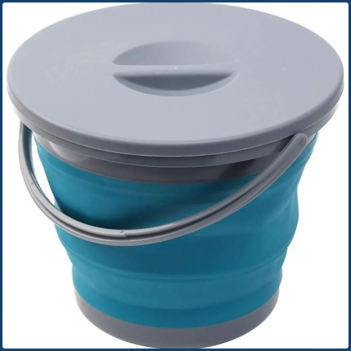 Collapsible Water Bucket with Locking Lid Foldable Round Tub Water Pot Portable Pail for RV Camping Marine Home Blue
