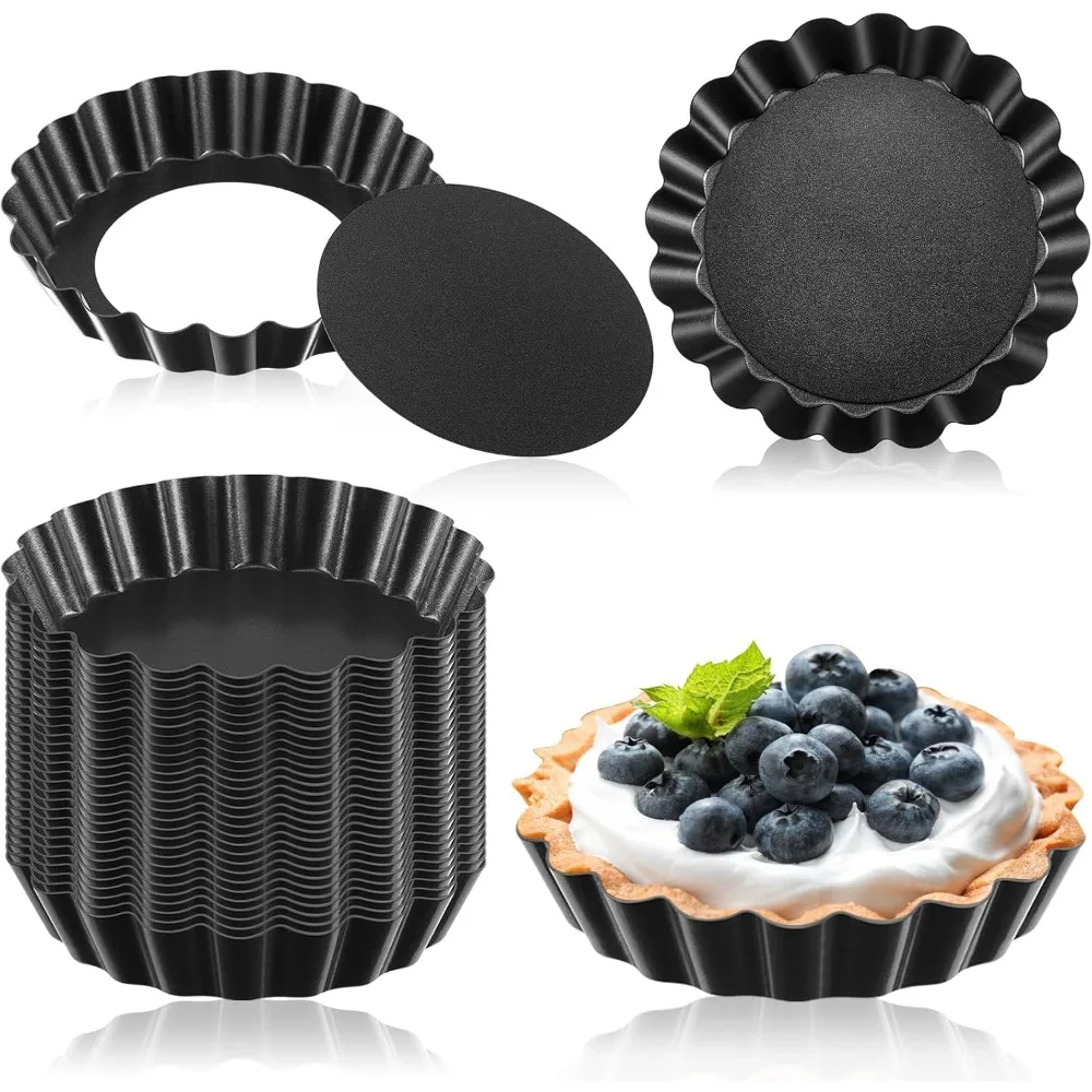 10 Uds. De Mini moldes para tarta de huevo de 4 pulgadas con fondo redondo extraíble, molde antiadherente para tarta o tarta de pastel de Mousse, postre horneado