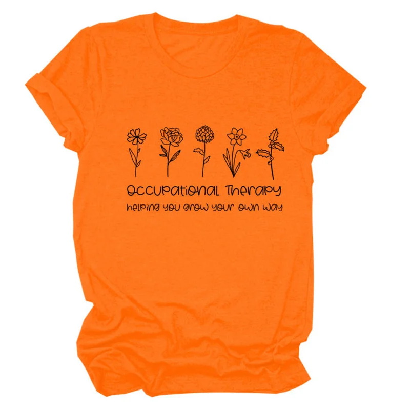 new summer fashion cotton women's Occupational therapy helping you print vintage round neck casual short-sleeved T-shirt
