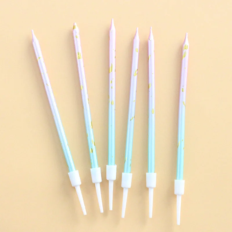 6Pcs Long Funny Birthday Candles For Cake Sticks Wedding Pastel Colored Lamps Candles And Stands Decoration Wedding Candles